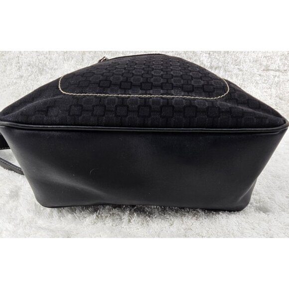 NINE WEST Black Faux Leather and Canvas Small Backpack Contrast Stitching - Picture 9 of 14